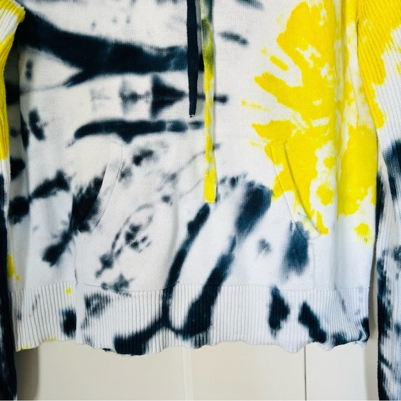 Style & Co. Blue and Yellow Tie Dye Knit Hoodie Size Medium - Picture 2 of 7